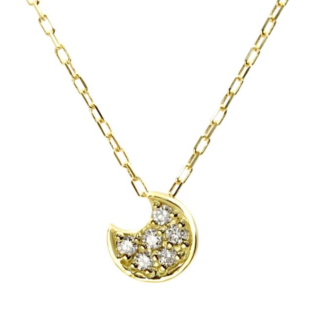 ダイヤモンド ムーン ネックレス 0.06ct K18 イエローゴールド