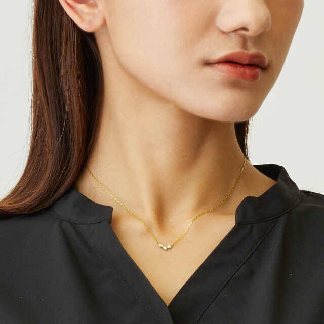 ネックレス ダイヤモンド 3石 0.15ct スリーストーン K18 ゴールド 18  