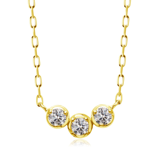ネックレス ダイヤモンド 3石 0.15ct スリーストーン K18 ゴールド 18  