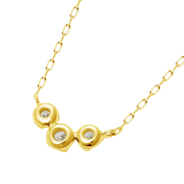 ネックレス ダイヤモンド 3石 0.15ct スリーストーン K18 ゴールド 18  