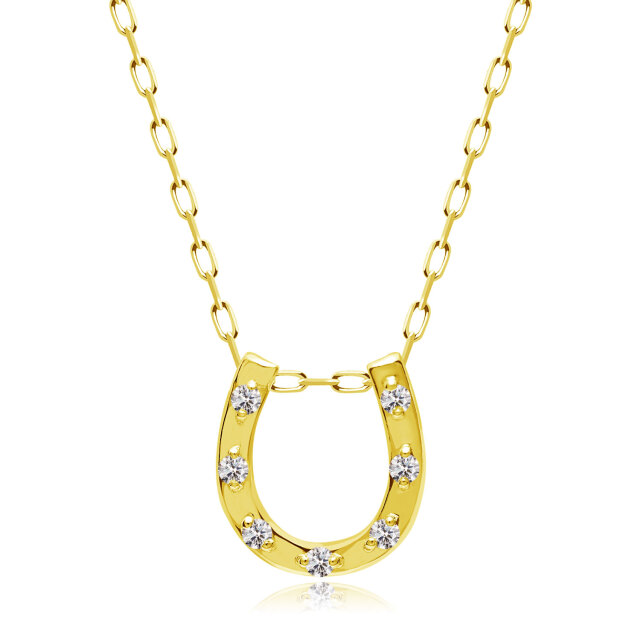 ネックレス ダイヤモンド 0.1ct 3WAY ホースシュー 馬蹄 K18 ゴールド  