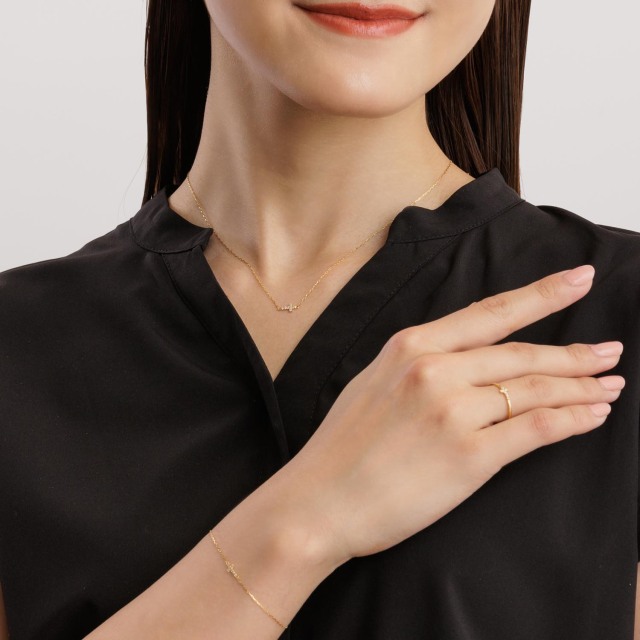 ネックレス ダイヤモンド 0.05ct パヴェ クロス 2way K18