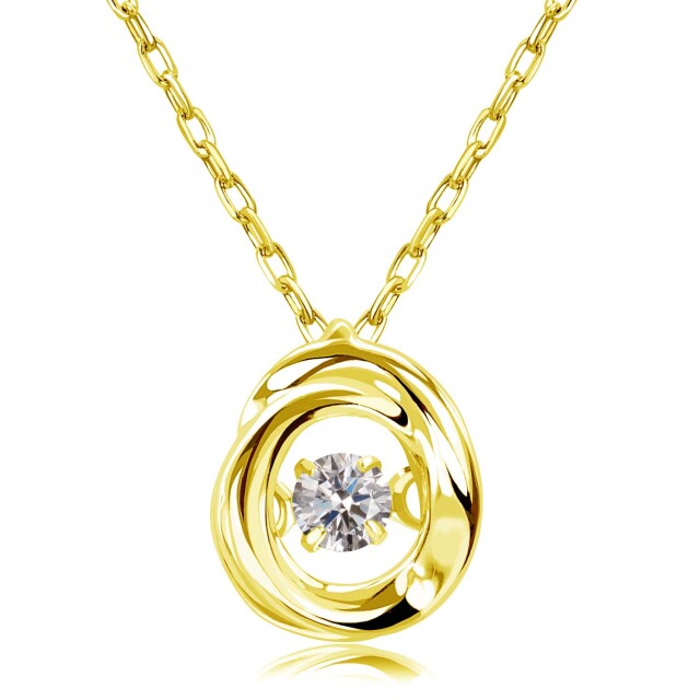 ネックレス ダイヤモンド0.03ct ダンシング サークル K18 ゴールド 18金 lpi51-0002-yg