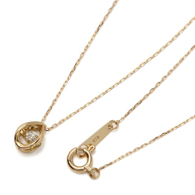 ダイヤモンドネックレス K18YG イエローゴールド ドロップ ダイヤ 0.03ct