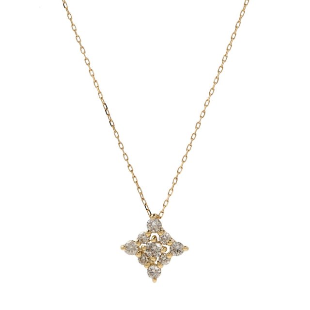 ダイヤモンドネックレス K18YG イエローゴールド デザイン ダイヤ 0.2ct