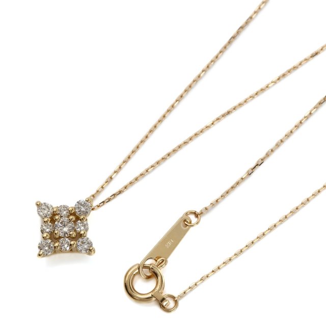 ダイヤモンドネックレス K18YG イエローゴールド デザイン ダイヤ 0.2ct