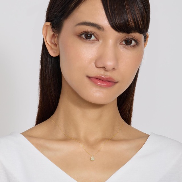 ネックレス ダイヤモンド 0.15ct スクエア K18 ゴールド 18金