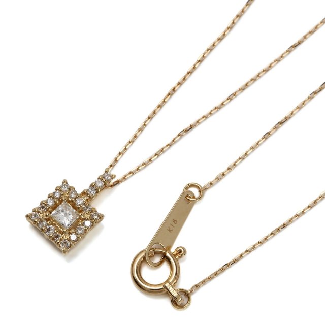 ネックレス ダイヤモンド 0.15ct スクエア K18 ゴールド 18金 lpi51 