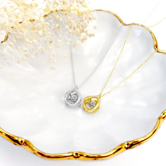 ネックレス ダイヤモンド 0.1ct ダンシング ドロップ K18 ゴールド 18