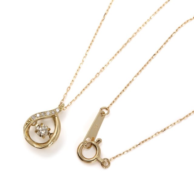 ダイヤモンドネックレス K18YG イエローゴールド ダンシング ドロップダイヤ 0.1ct