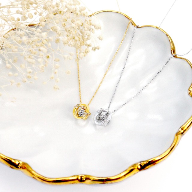 ネックレス ダイヤモンド 0.1ct ダンシング オーバル K18 ゴールド 18