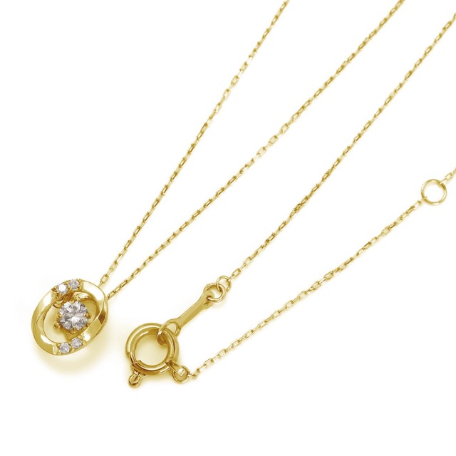 ネックレス ダイヤモンド 0.1ct ダンシング オーバル K18 ゴールド 18