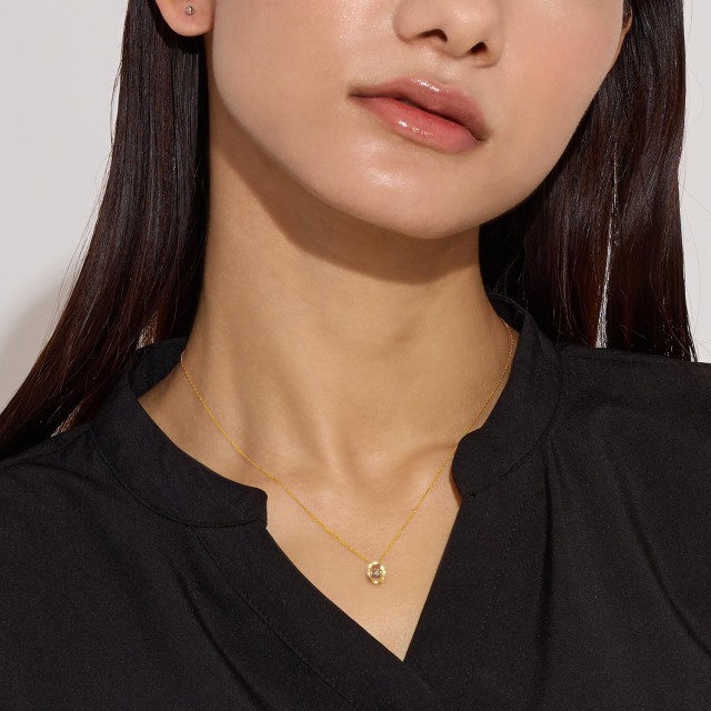 ネックレス ダイヤモンド 0.1ct ダンシング オーバル K18 ゴールド 18