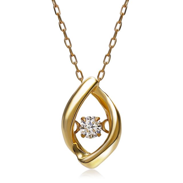 ダイヤモンドネックレス K18YG イエローゴールド ダンシング ダイヤ 0.3ct