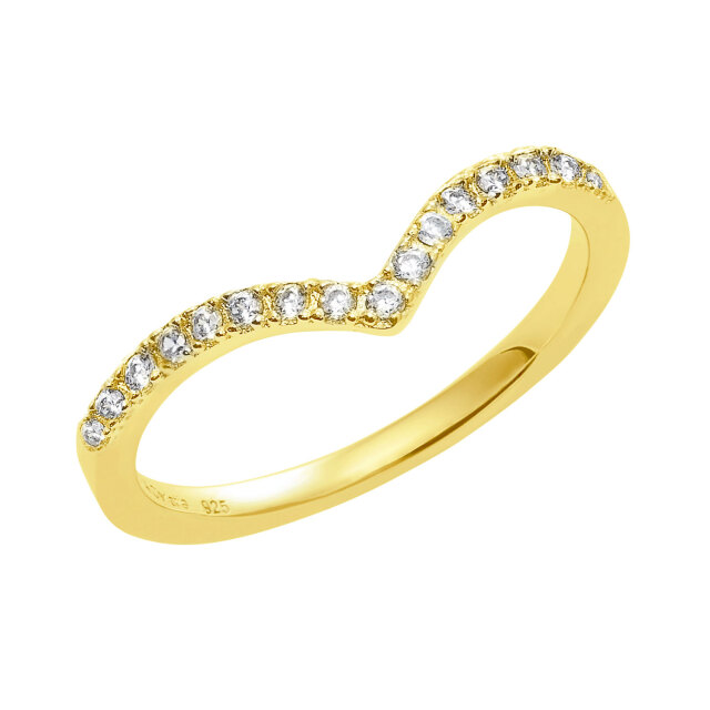 ピンキーリング レディース シルバー925 イエローゴールド V字 ジルコニア sv925  リング 指輪 3号 5号 7号 9号 11号