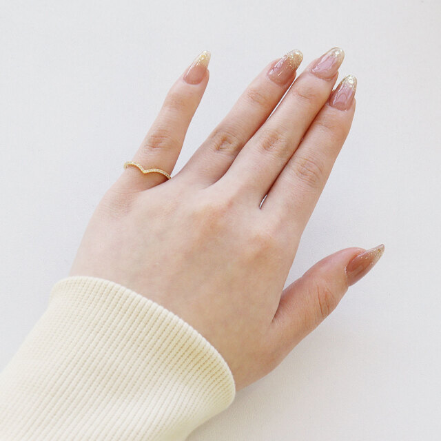 ピンキーリング レディース シルバー925 イエローゴールド Vデザイン