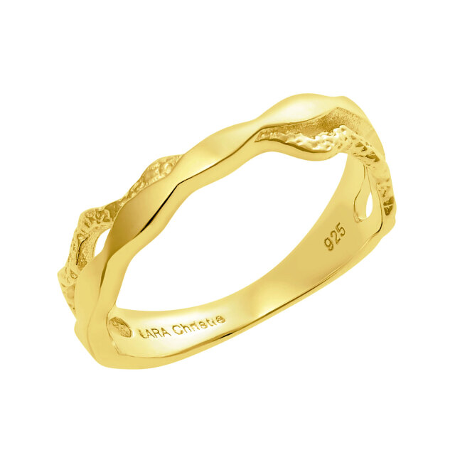 ピンキーリング レディース シルバー925 イエローゴールド ウェーブ 2ライン sv925  リング 指輪 3号 5号 7号 9号 11号