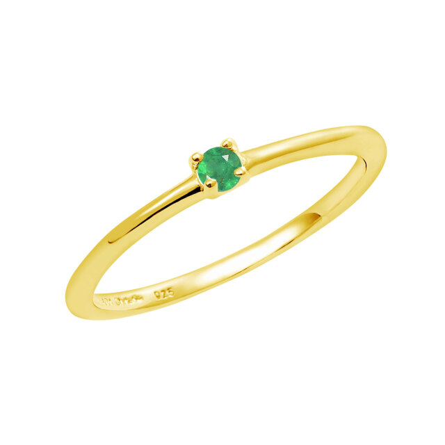 ピンキーリング レディース シルバー925 イエローゴールド 誕生石 5月 エメラルド リング 指輪 3号 5号 7号 9号 11号