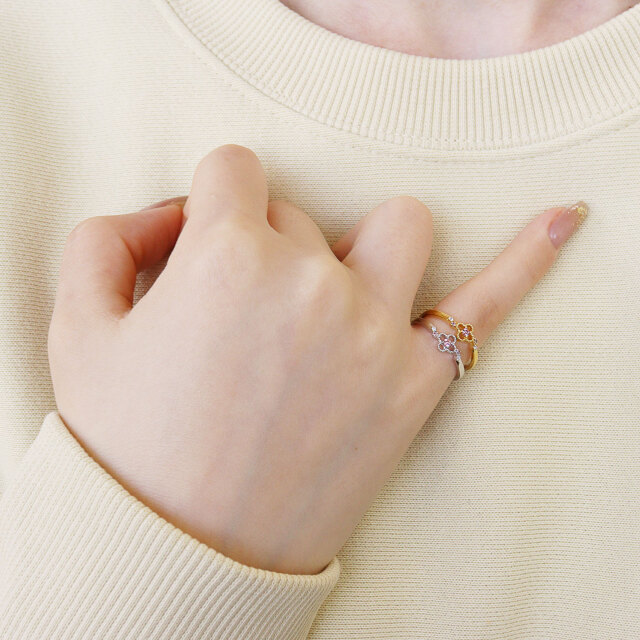 ピンキーリング レディース シルバー925 イエローゴールド 誕生石 10月