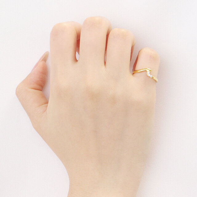 ピンキーリング レディース シルバー925 イエローゴールド ウェーブ