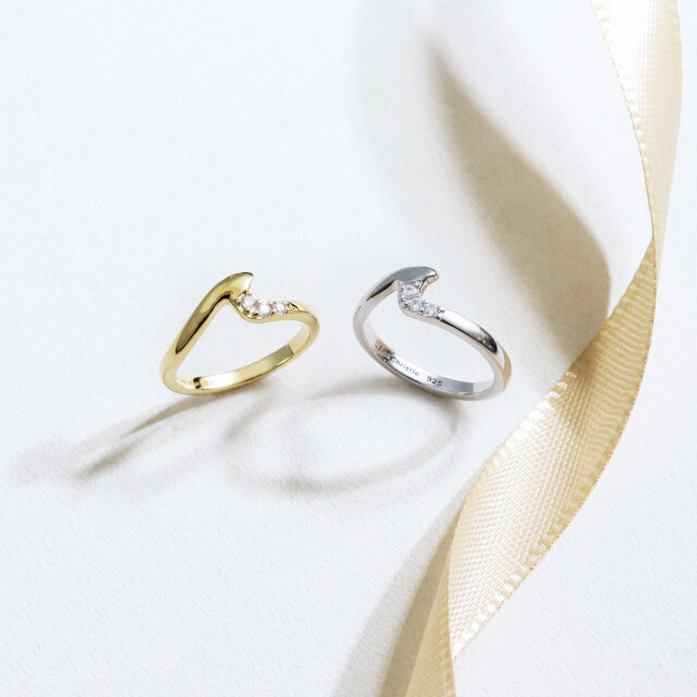 ピンキーリング レディース シルバー925 イエローゴールド ウェーブ