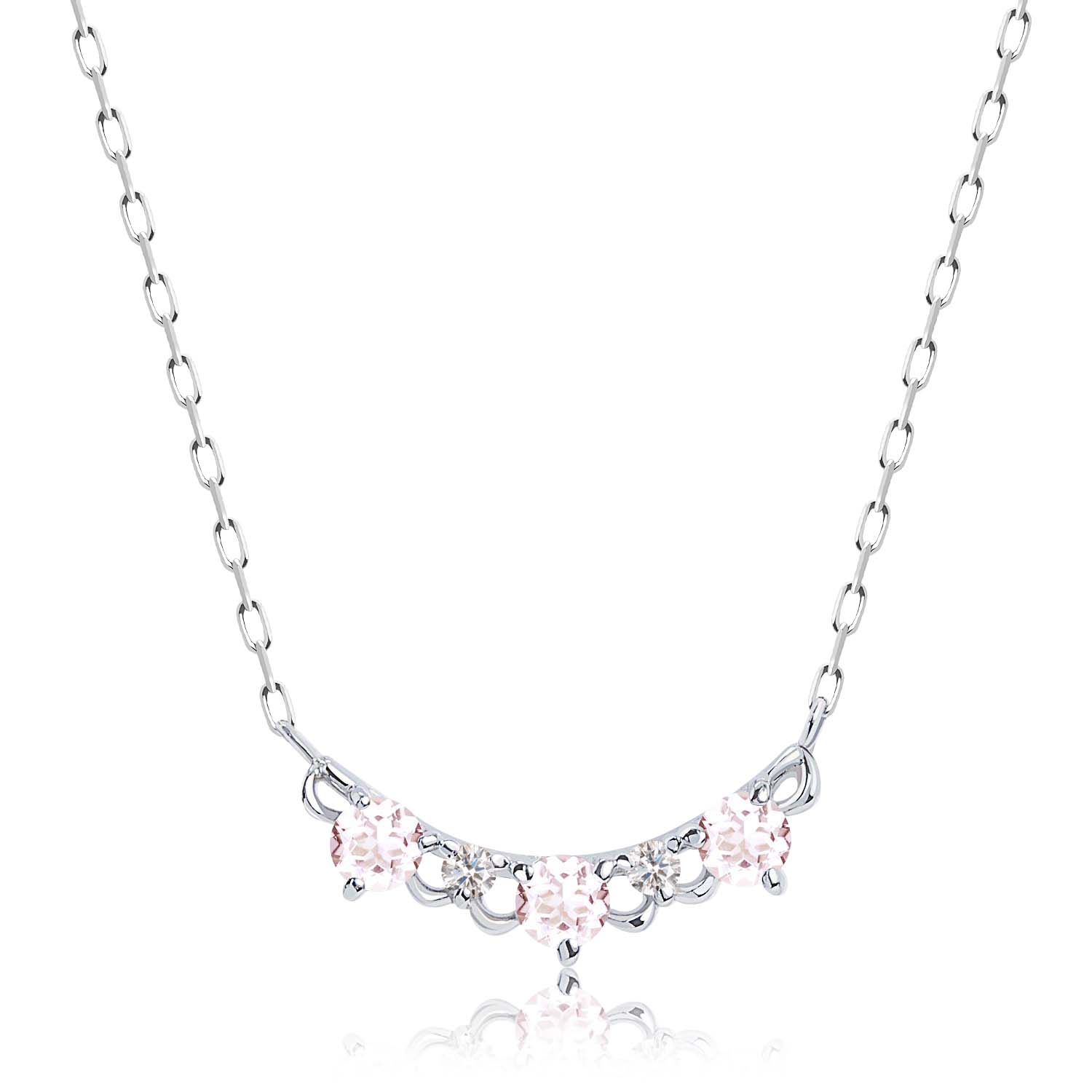 ネックレス レディース モルガナイト 0.15ct ダイヤモンド PT900 K18 ゴールド lp102-0001