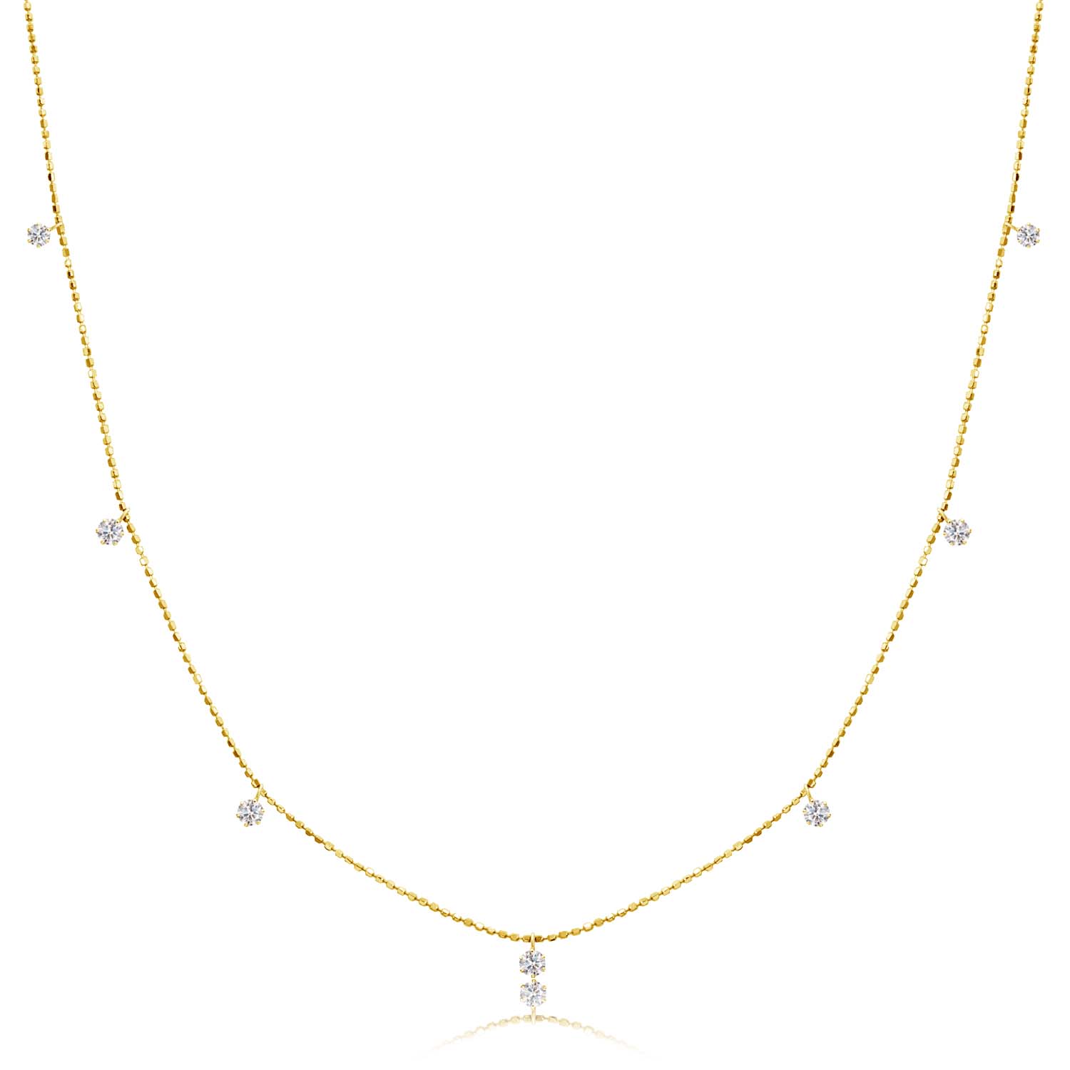 ダイヤモンド ステーション ネックレス 7ポイント 0.3ct ゴールド 18金 K18