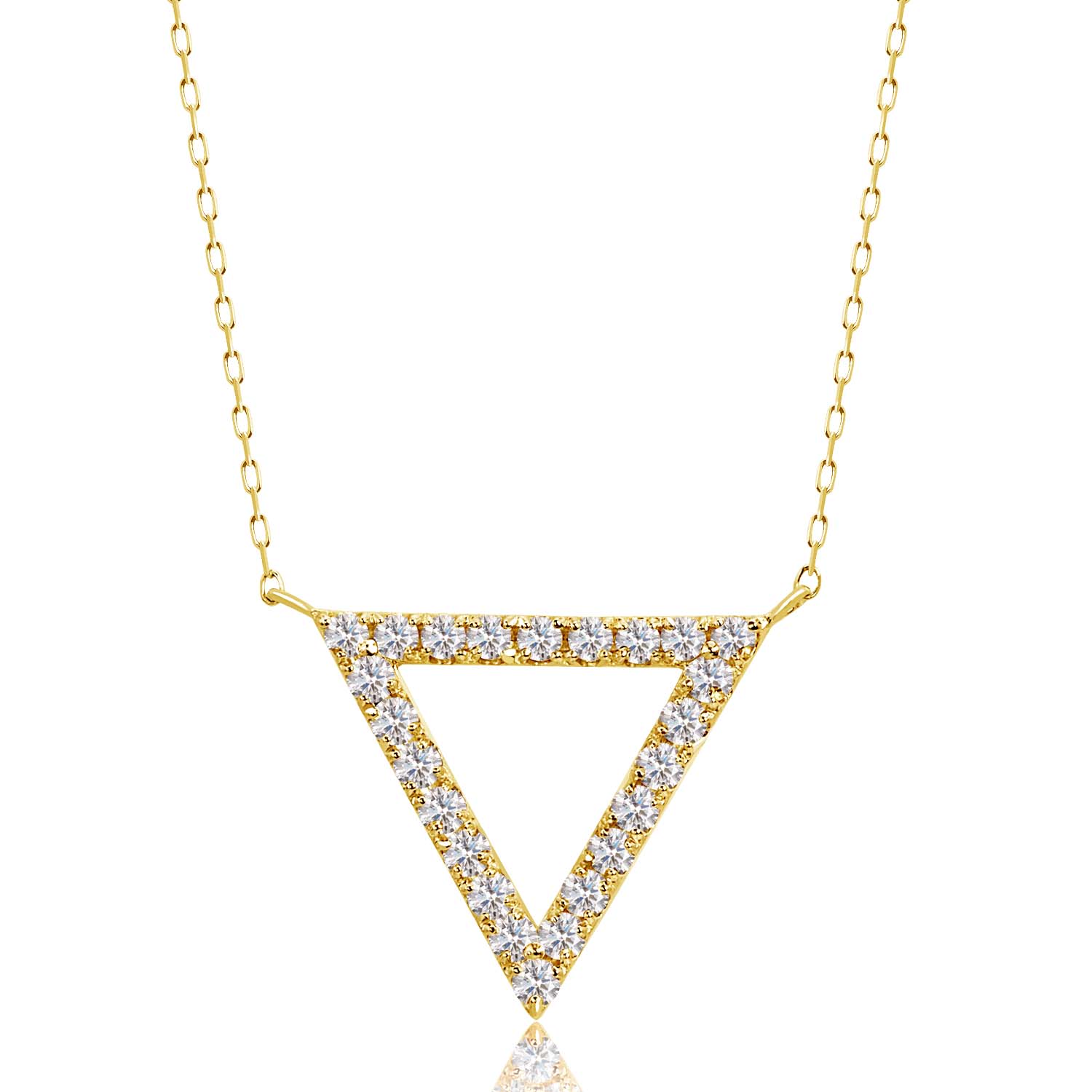 トライアングル ダイヤモンド ネックレス 0.3ct ゴールド 18金 K18