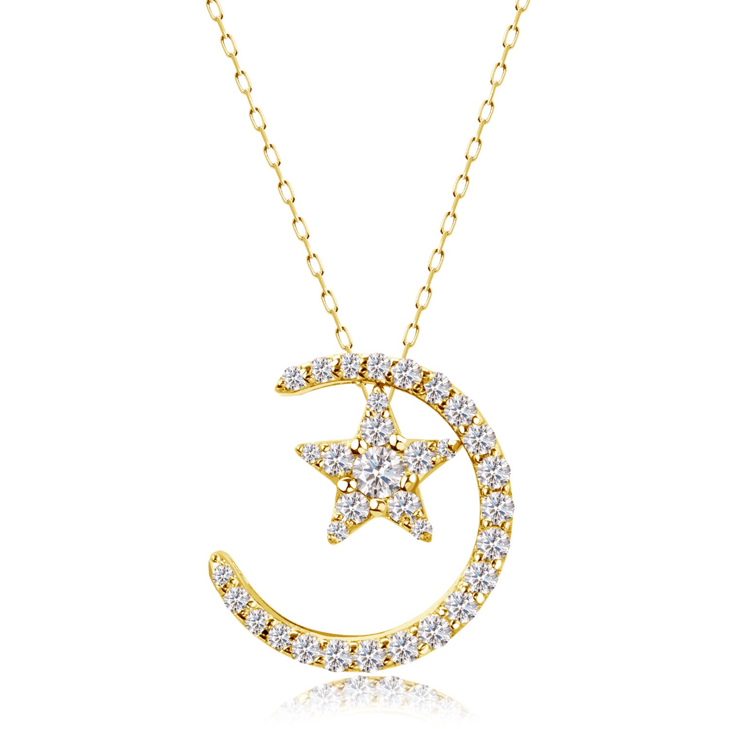 ムーン ダイヤモンド ネックレス 0.25ct ゴールド K18YG 