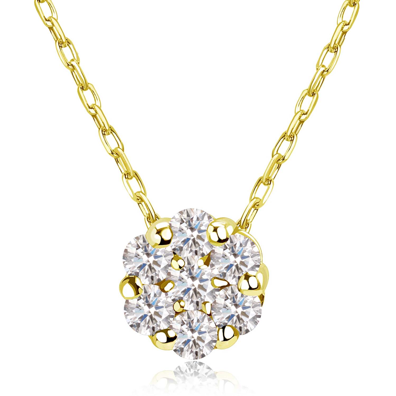 1粒 ダイヤモンド 0.1ct ダリア フラワー ネックレス ゴールド K18YG
