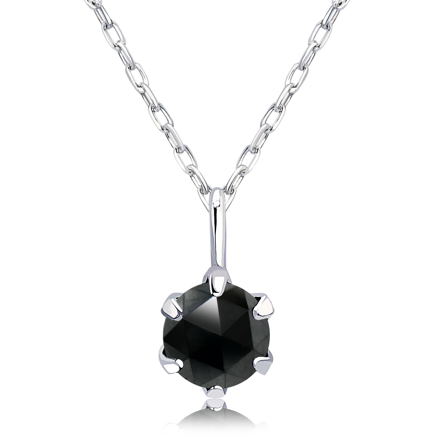 ネックレス ブラックダイヤモンド 0.1ct ローズカット 6本爪 pt900 プラチナ lp56-0009-pt