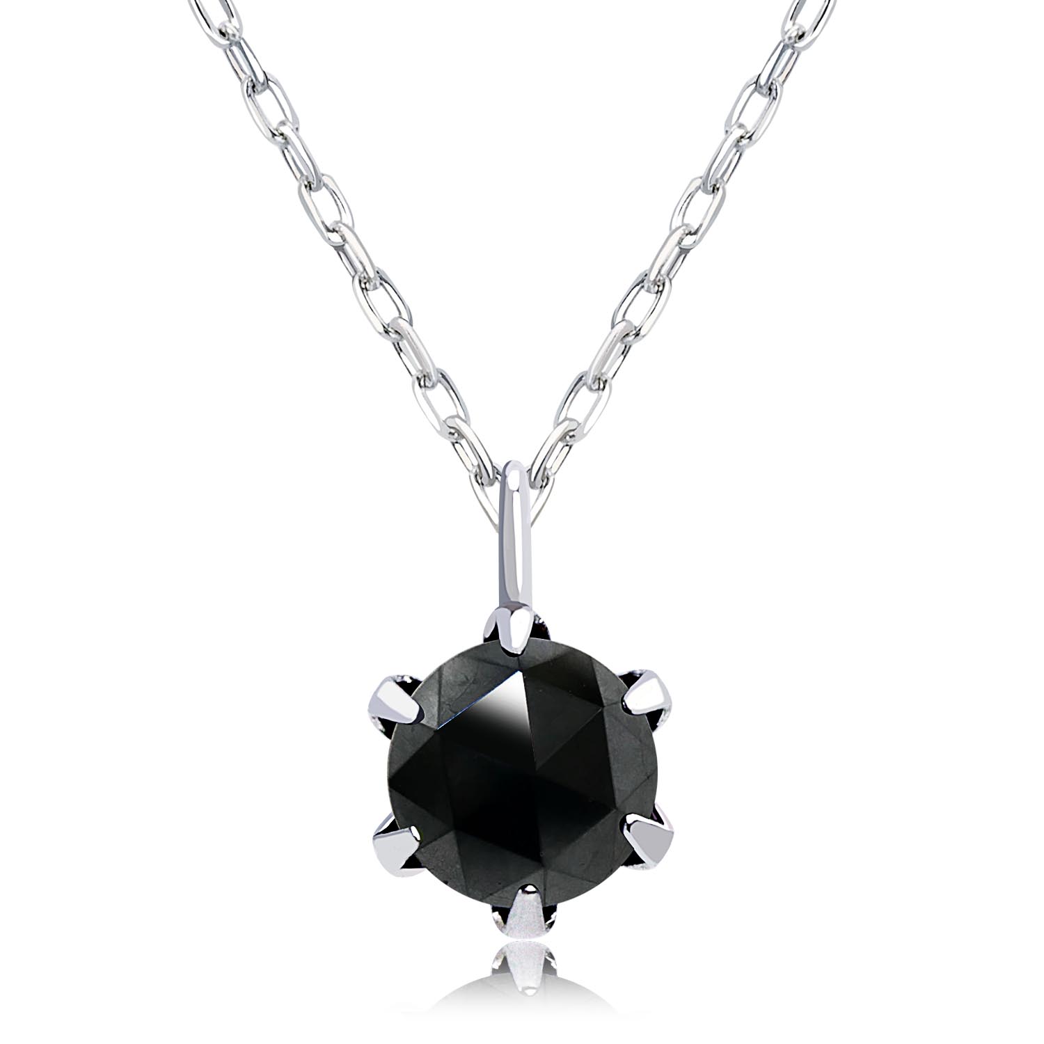 ネックレス ブラックダイヤモンド 0.3ct ローズカット 6本爪 pt900 プラチナ lp56-0010-pt
