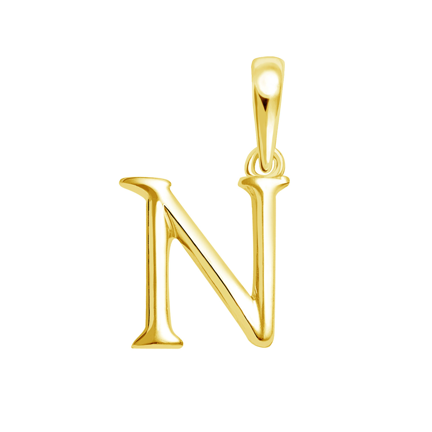 ペンダントトップ 英字 イニシャル レディース メンズ K18 18金 イエローゴールド ネックレス N