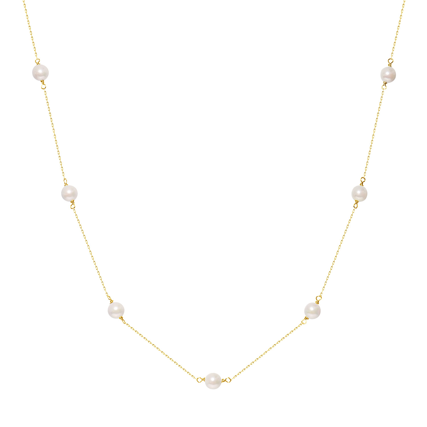 ネックレス レディース あこや真珠 パール 5.0～6.0mm K18 18金 イエローゴールド ステーションネックレス