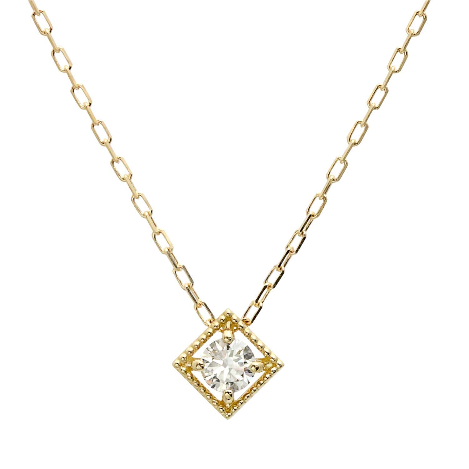 18金 イエローゴールド ダイヤモンド ネックレス 0.1ct K18 lp71-0022-yg