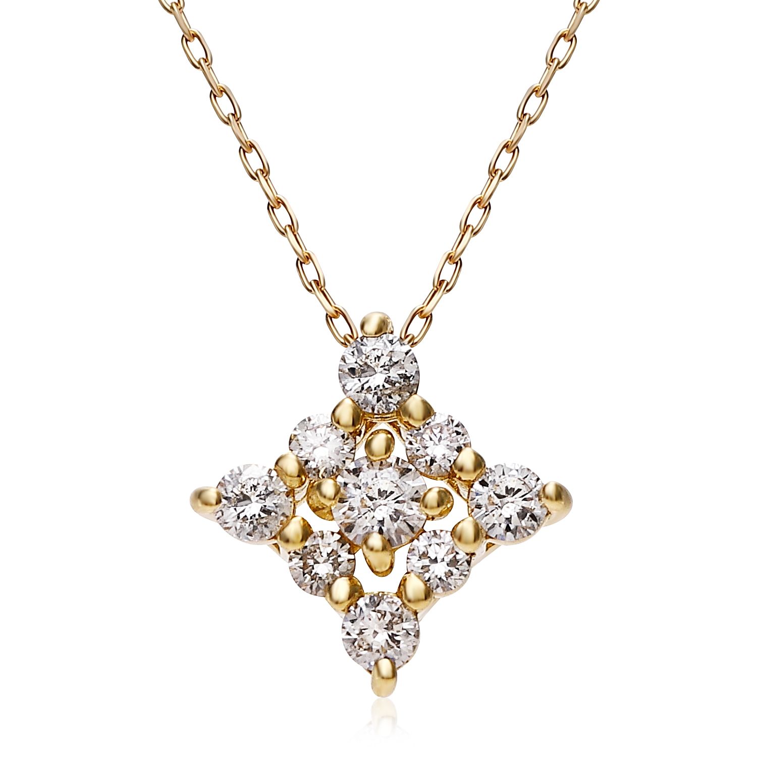 ダイヤモンドネックレス K18YG イエローゴールド デザイン ダイヤ 0.2ct