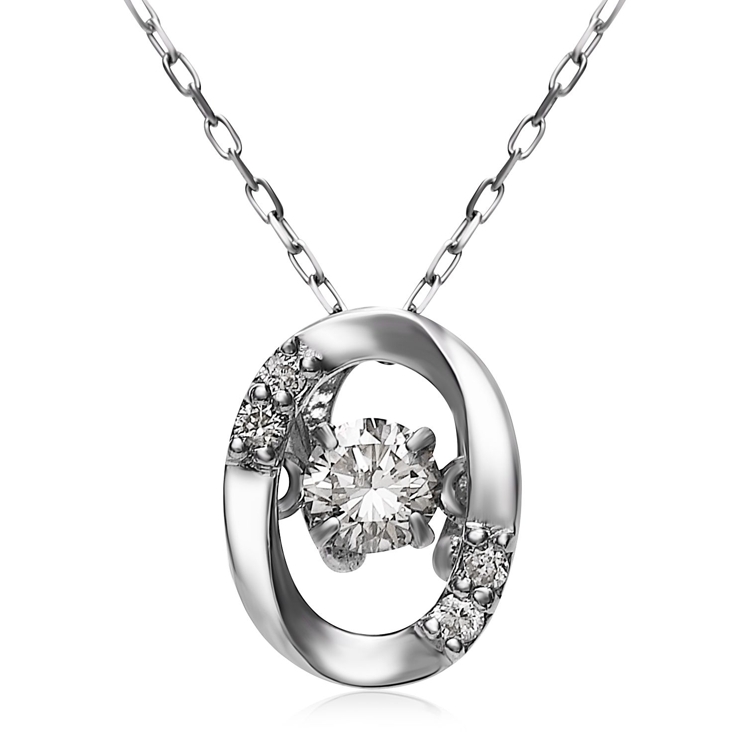 ダイヤモンドネックレス Pt900 プラチナダンシング オーバルダイヤ 0.1ct  lpi51-0025-pt