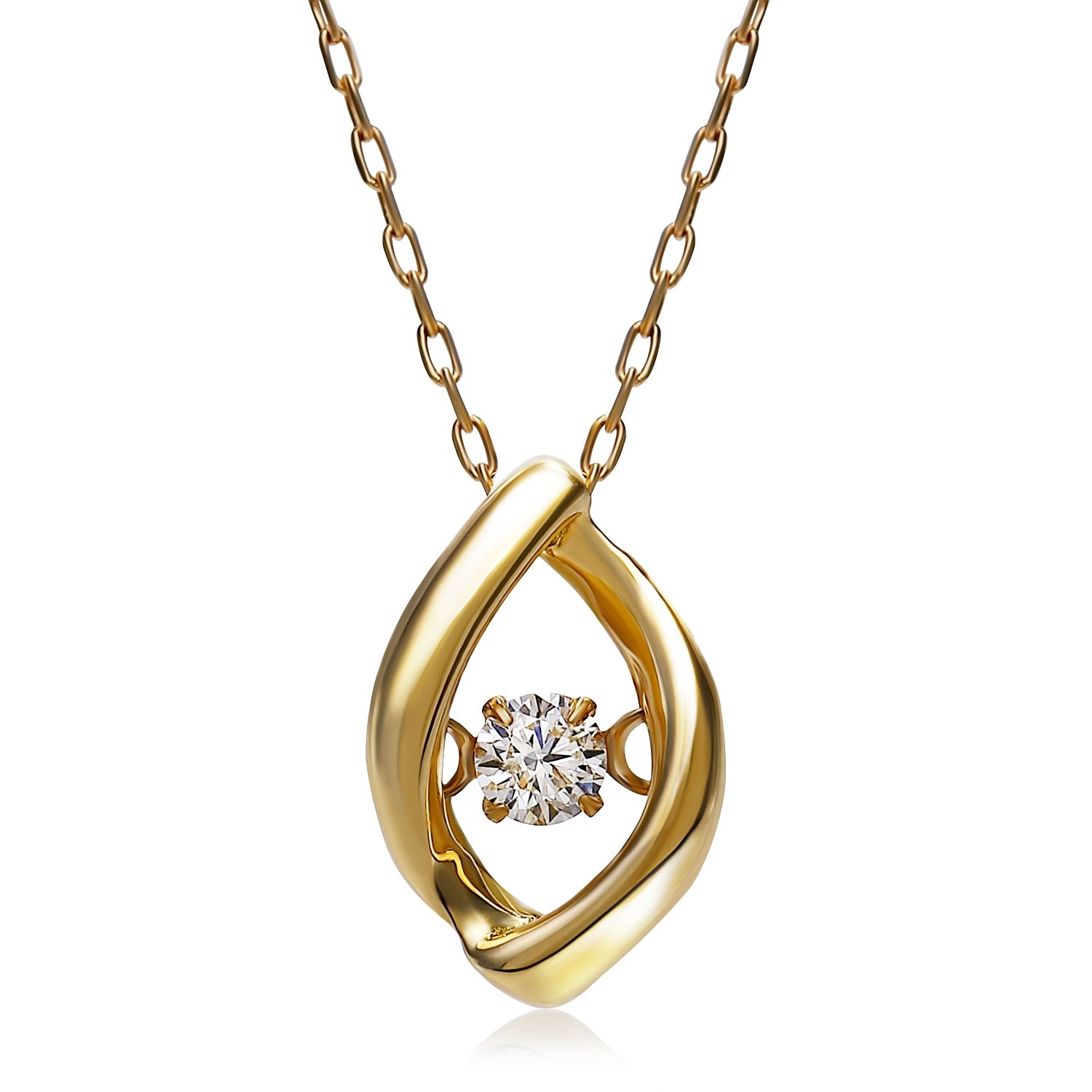 ダイヤモンドネックレス K18YG イエローゴールド ダンシング ダイヤ 0.3ct