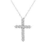 [ララクリスティー] クロス ダイヤモンド ネックレス 0.5ct  選べる PT900 プラチナ or K18 18金 ゴールド lp37-0011