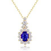 [ララクリスティー] ネックレス レディース サファイア 0.2ct ダイヤモンド 0.17ct PT900 K18 ゴールド lp56-0019