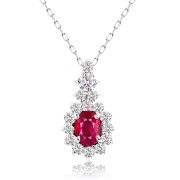 [ララクリスティー] ネックレス レディース ルビー 0.2ct ダイヤモンド 0.17ct PT900 K18 ゴールド lp56-0020