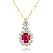 [ララクリスティー] ネックレス レディース ルビー 0.2ct ダイヤモンド 0.17ct PT900 K18 ゴールド lp56-0020