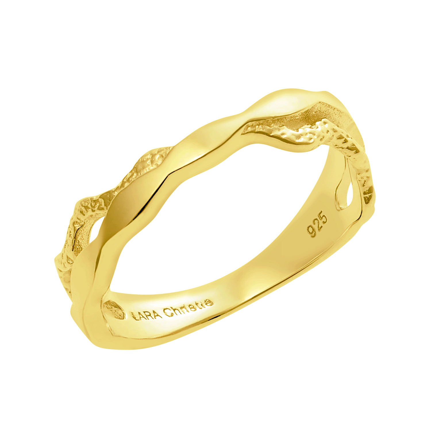 ピンキーリング レディース シルバー925 イエローゴールド ウェーブ 2ライン sv925  リング 指輪 3号 5号 7号 9号 11号