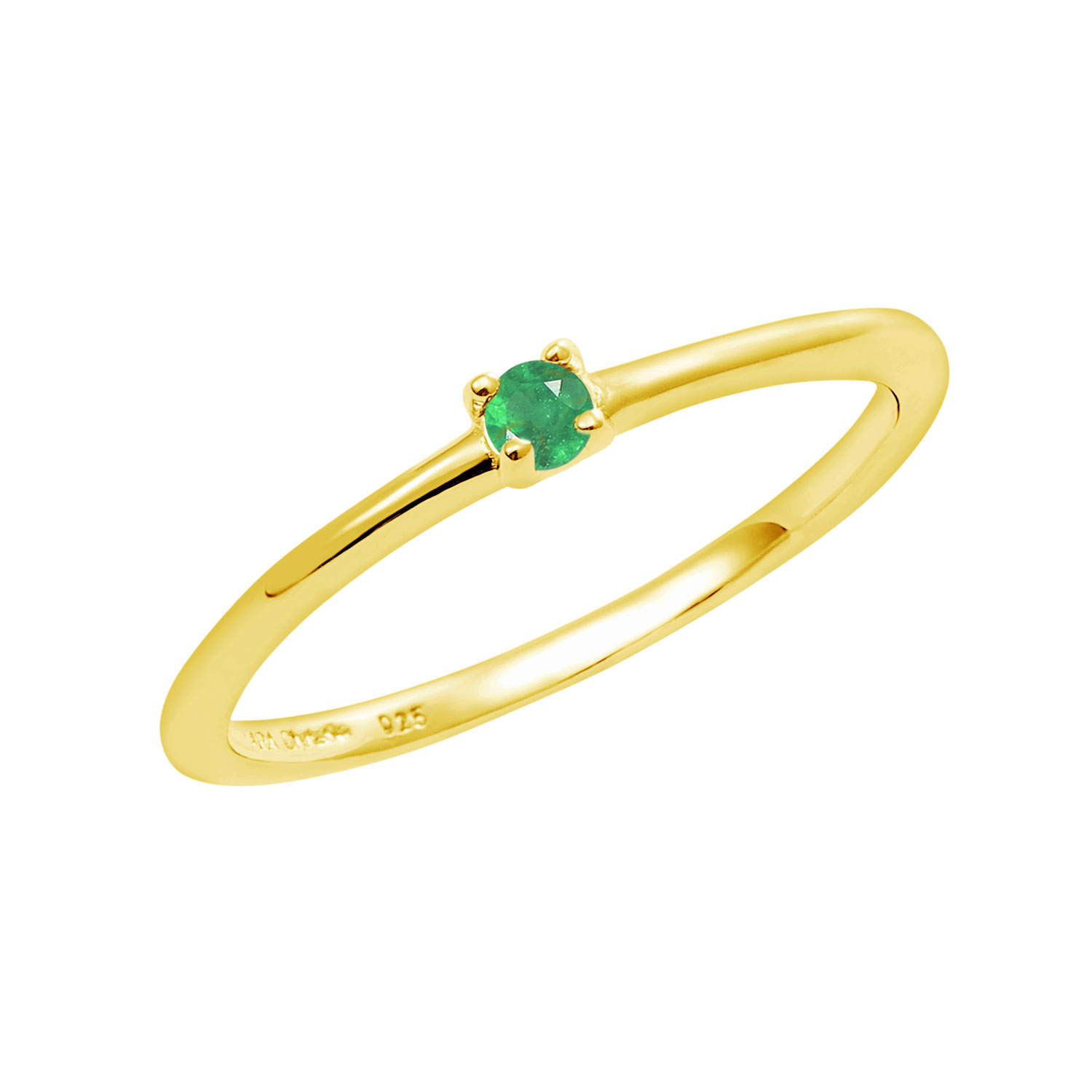 ピンキーリング レディース シルバー925 イエローゴールド 誕生石 5月 エメラルド リング 指輪 3号 5号 7号 9号 11号