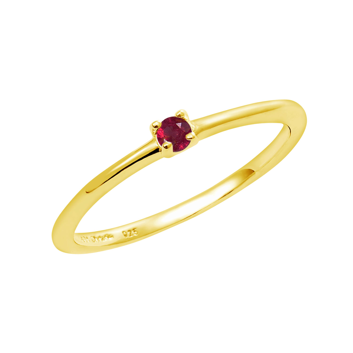 ピンキーリング レディース シルバー925 イエローゴールド 誕生石 7月 ルビー sv925 指輪 3号 5号 7号 9号 11号