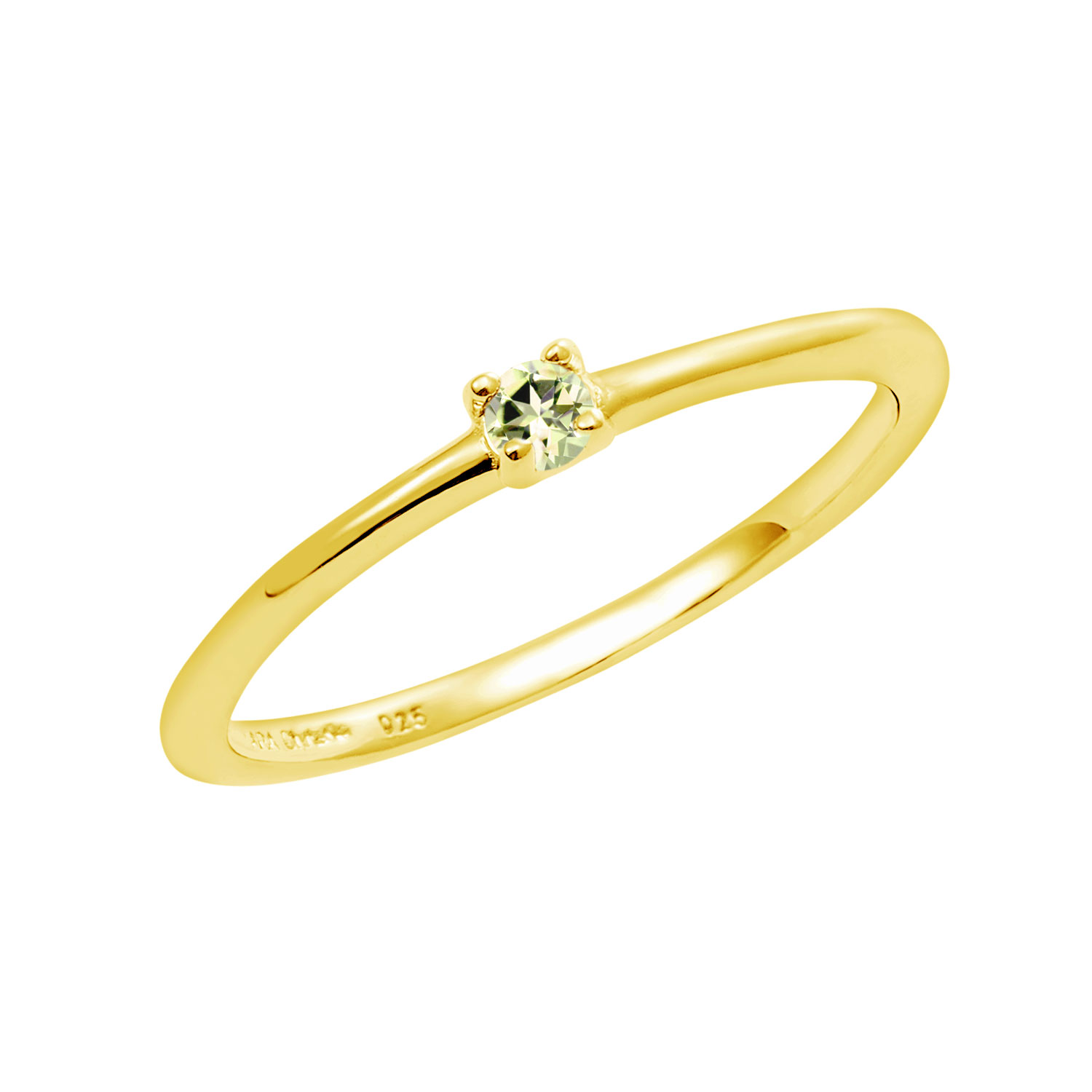 ピンキーリング レディース シルバー925 イエローゴールド 誕生石 8月 ペリドット リング 指輪 3号 5号 7号 9号 11号