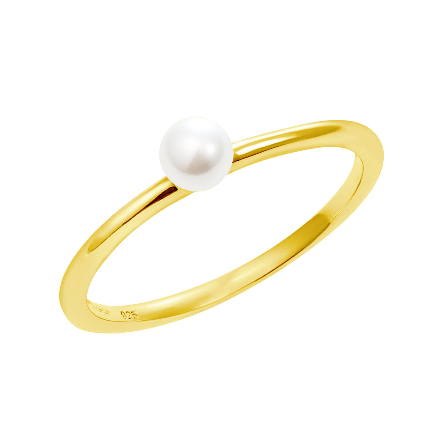 ピンキーリング レディース シルバー925 イエローゴールド パール 真珠 クリスタルパール リング 指輪 3号 5号 7号 9号 11号