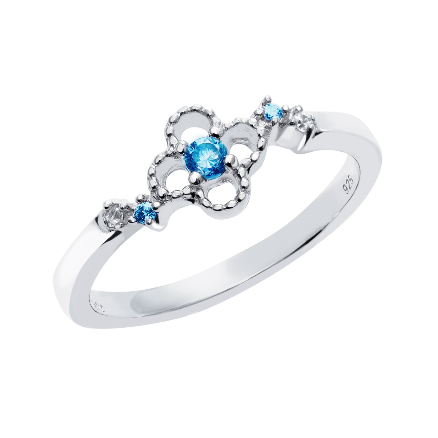 ピンキーリング レディース シルバー925 シルバー 誕生石 11月 ブルートパーズ 天然石 花 リング 指輪 3号 5号 7号 9号 11号