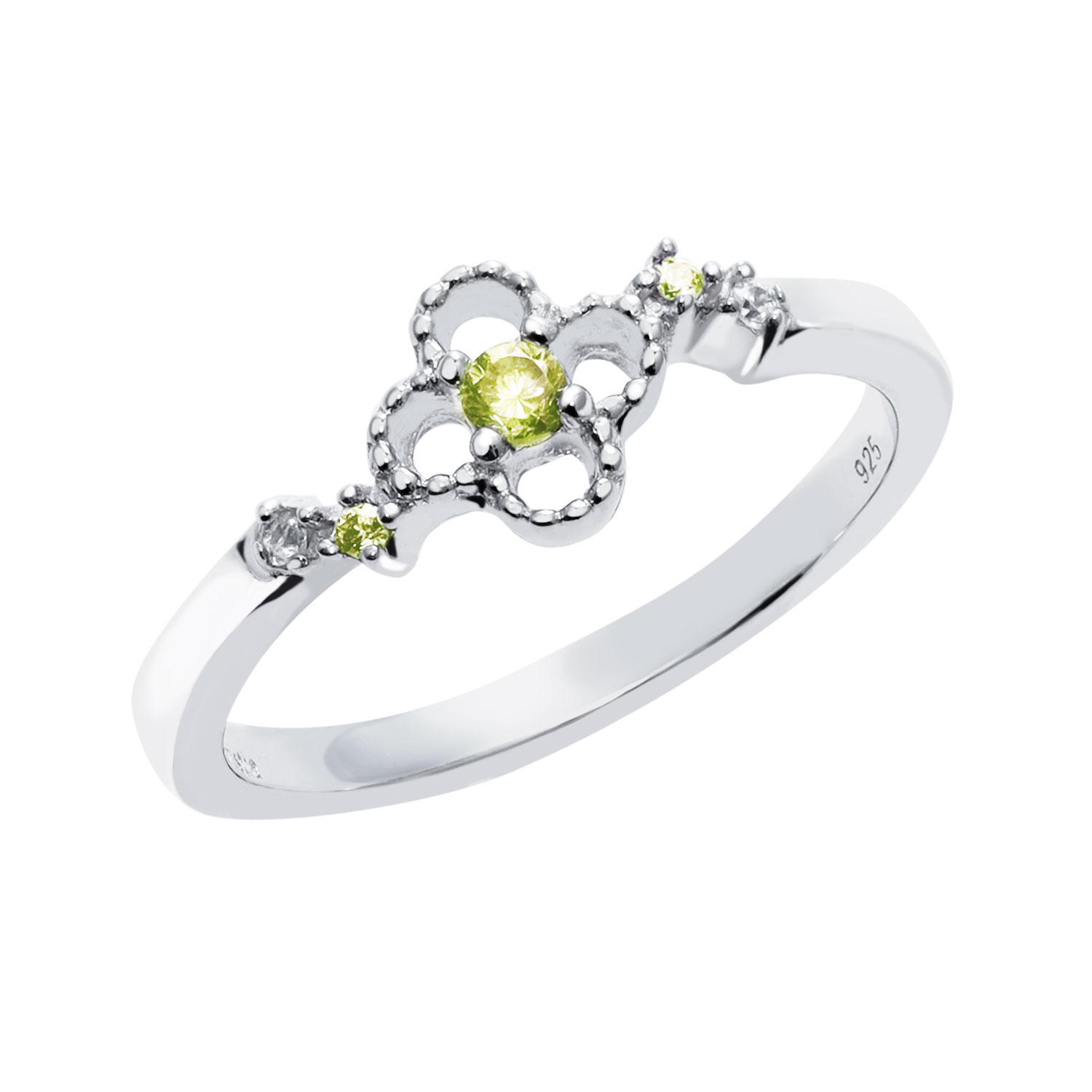 ピンキーリング レディース シルバー925 シルバー 誕生石 8月 ペリドット 天然石 花 リング 指輪 3号 5号 7号 9号 11号