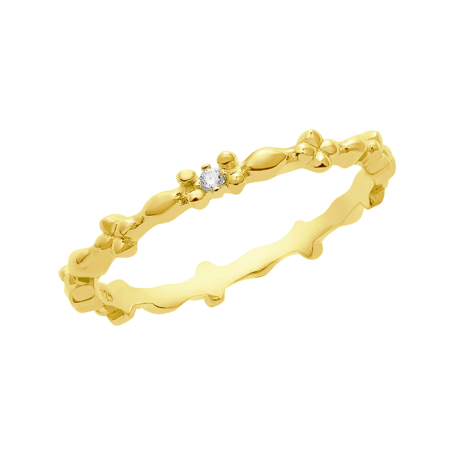 ピンキーリング レディース シルバー925 イエローゴールド アンティーク風 ジルコニア リング 指輪 3号 5号 7号 9号 11号